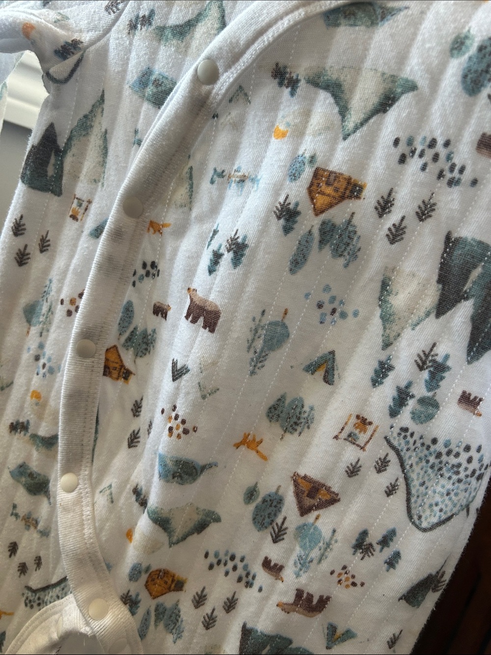 BearPaw White Woodland Print Cotton Baby One-Piece with Hat - Picture 2 of 5